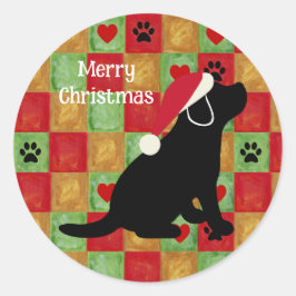 Christmas Quilt Black Labrador Puppy Classic Runde Runder Aufkleber