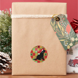 Christmas Quilt Black Labrador Puppy Classic Runde Runder Aufkleber