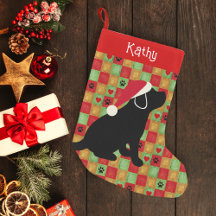 Christmas Quilt Black Labrador Puppy