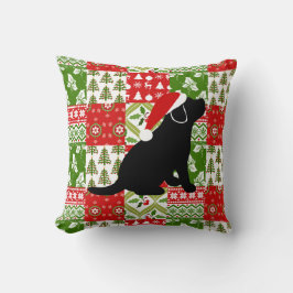 Christmas Quilt Black Labrador Puppy Pillow Kissen