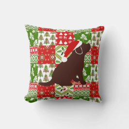 Christmas Quilt Chocolate Labrador Puppy Pillow Kissen