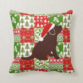 Christmas Quilt Chocolate Labrador Puppy Pillow Kissen
