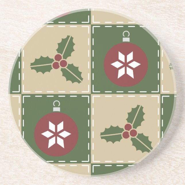 Christmas Quilt Sandstone Untersetzer (Vorne)