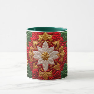 CHRISTMAS ~ Quilted 3D ~ Red, Green und Gold ~ Tasse