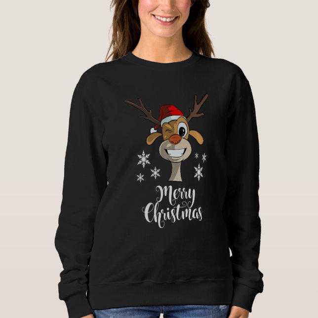 Christmas Quote Merry Xmas  Deer Sweatshirt (Vorderseite)