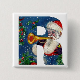 CHRISTMAS R SCHREIBEN / SANTA BUGLER MONOGRAMM BUTTON