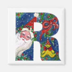CHRISTMAS R SCHREIBEN / SANTA RED RIBON MONOGRAM MAGNET