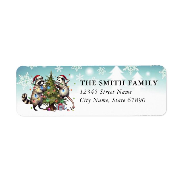 Christmas Raccoon and Opossum Address Labels (Vorne)