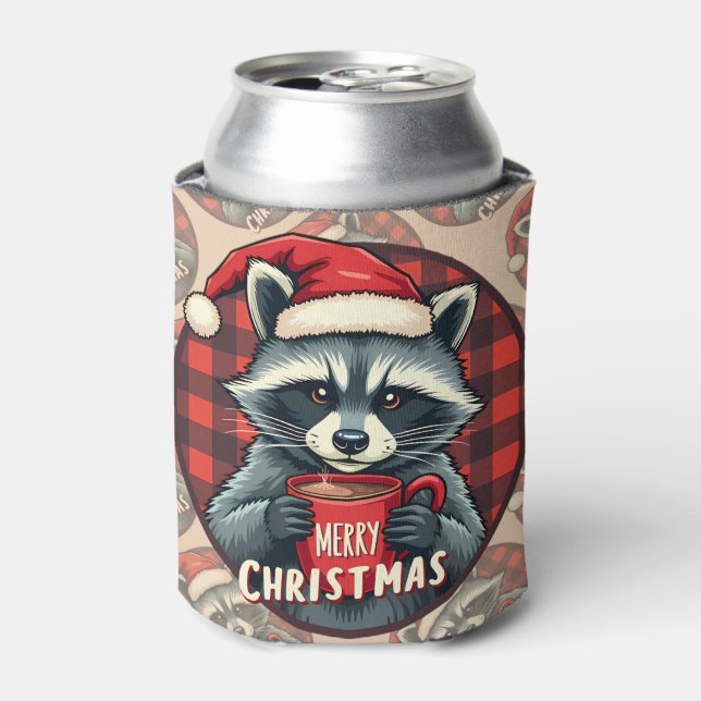 Christmas Raccoon Cocoa Cheer Dosenkühler (Kanne Vorderseite)