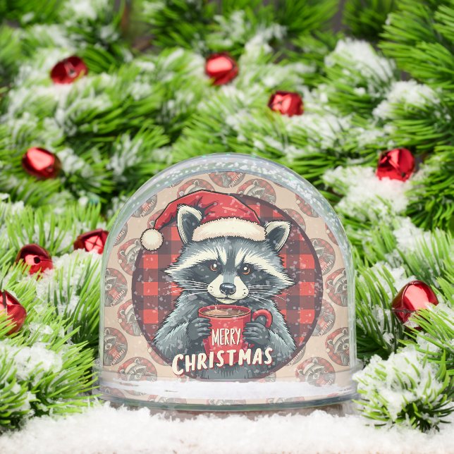 Christmas Raccoon Cocoa Cheer Schneekugeln (Weihnachten)
