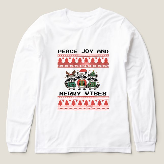 Christmas raccoon sweater Tri-Blend shirt (Design Vorderseite)