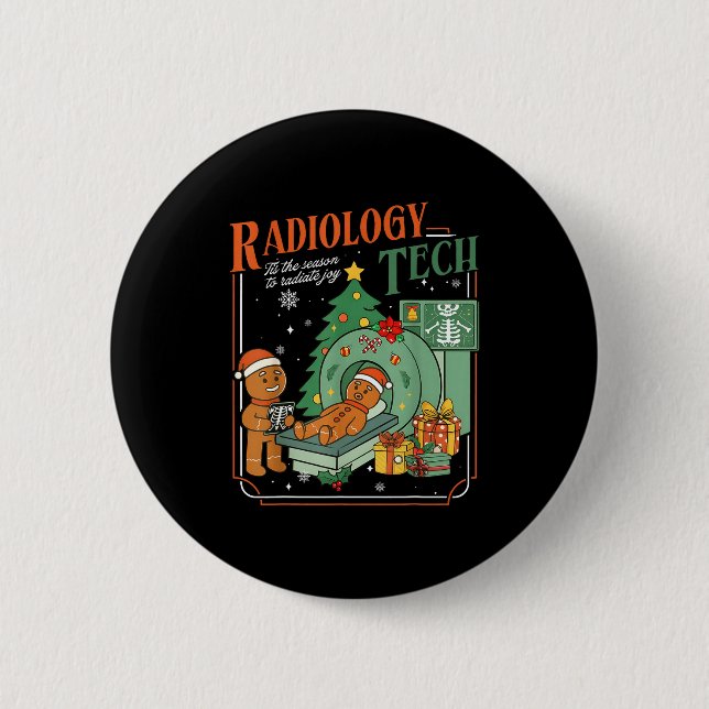 Christmas Radiology Tech Funny Gingerbread Man Rad Button (Vorderseite)
