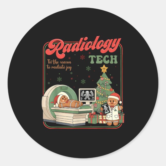 Christmas Radiology Tech Funny Gingerbread Man Rad Runder Aufkleber (Vorderseite)