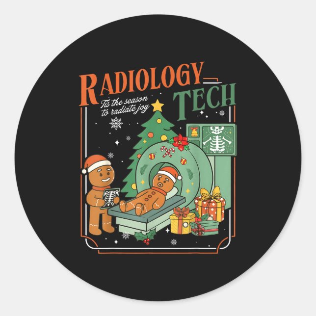 Christmas Radiology Tech Funny Gingerbread Man Rad Runder Aufkleber (Vorderseite)