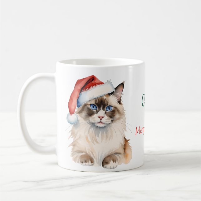 Christmas Ragdoll Cat Watercolor Kaffeetasse (Links)