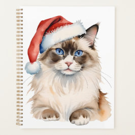 Christmas Ragdoll Cat Watercolor Planer
