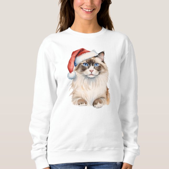 Christmas Ragdoll Cat Watercolor Sweatshirt (Vorderseite)