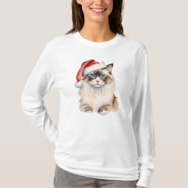 Christmas Ragdoll Cat Watercolor T-Shirt