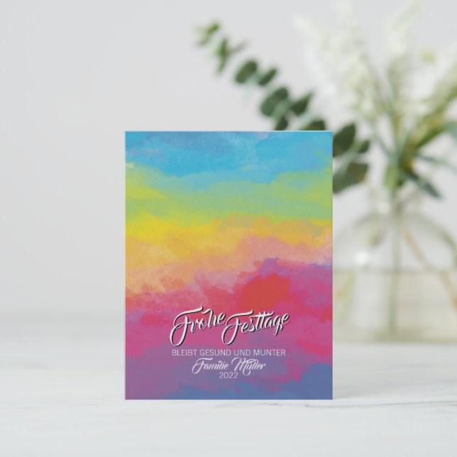 Christmas Rainbow Card Feiertagskarte (Stehend Vorderseite)