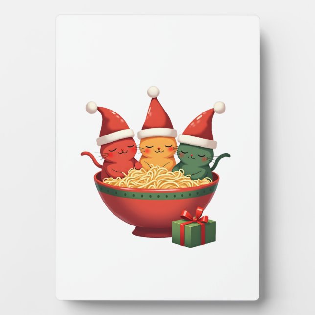 Christmas Ramen Cat Santa Anime Meow Kitty Meow Ca Fotoplatte (Vorderseite)