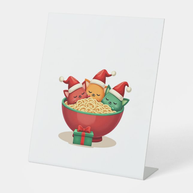 Christmas Ramen Cat Santa Anime Meow Kitty Meow Ca Sockelschild (Vorderseite)