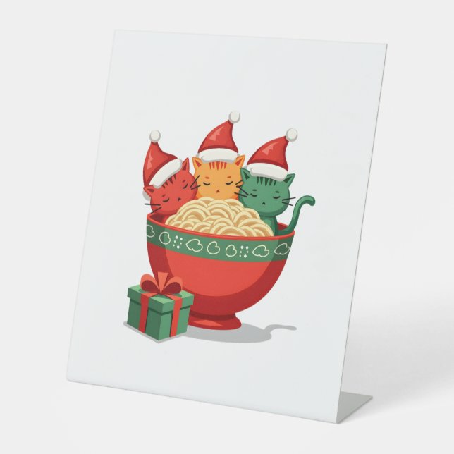 Christmas Ramen Cat Santa Anime Meow Kitty Meow Ca Sockelschild (Vorderseite)