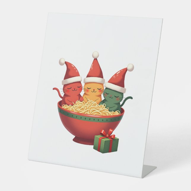 Christmas Ramen Cat Santa Anime Meow Kitty Meow Ca Sockelschild (Vorderseite)