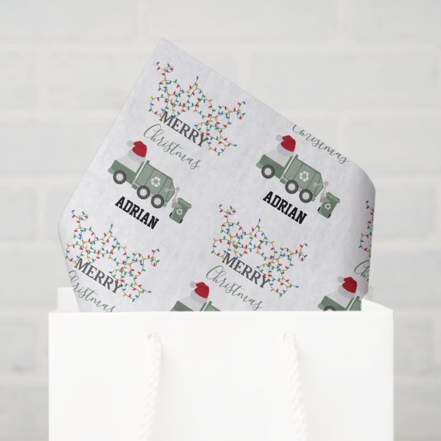 Christmas Recycling Garbage Truck Custom Name  Seidenpapier (Geschenktüte)