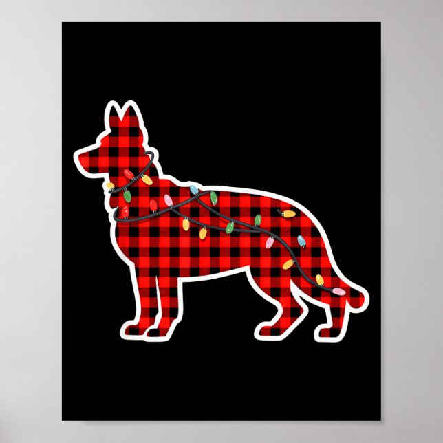 Christmas Red And Black Buffalo Plaid German Sheph Poster (Vorne)