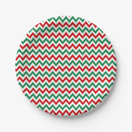 Christmas Red and Green Chevron Paper Plates Pappteller