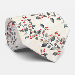 Christmas Red Berries Green Branches Krawatte