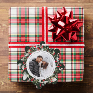 Christmas Red Berry Wreath Foto Square Ornament Karte