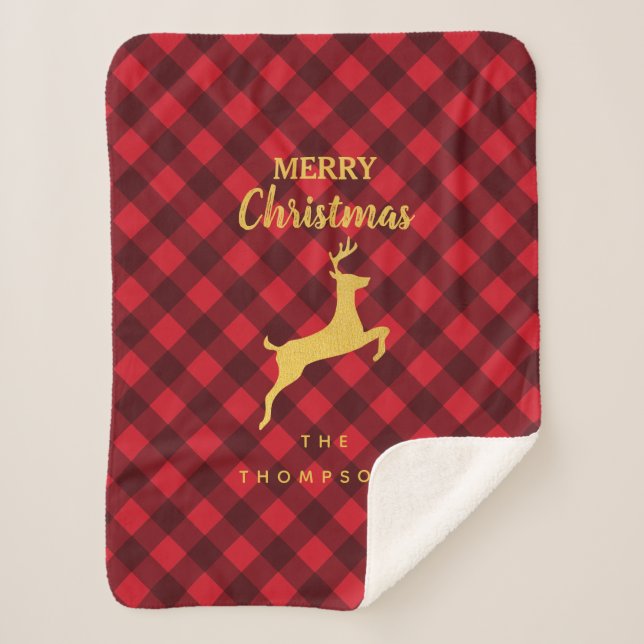 Christmas Red Black Buffalo Kariert Deh Sherpadecke (Vorderseite)