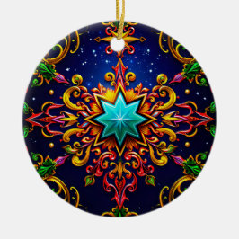 CHRISTMAS Red Blue Gold Green 3D Star ~ Keramik Ornament