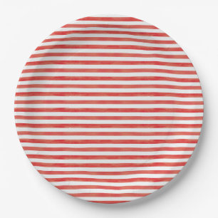 Christmas Red Candy Cane Stripes Pappteller
