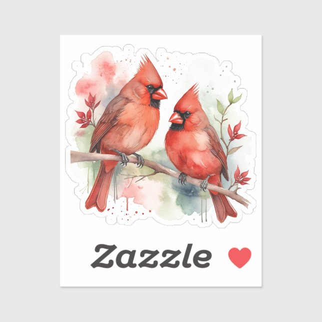 Christmas Red Cardinal Birds Holiday Art Aufkleber (Blatt)