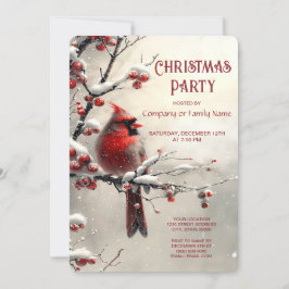 Christmas Red Cardinal Holiday Party Invitation Einladung