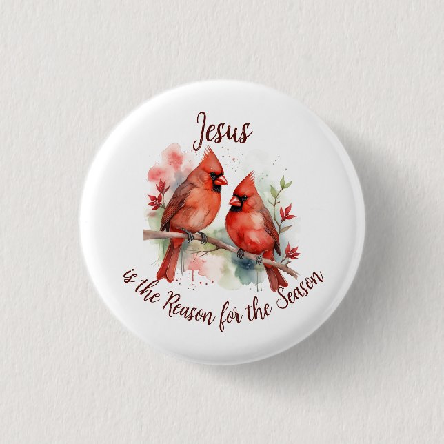 Christmas Red Cardinal Jesus Reason for Season Button (Vorderseite)