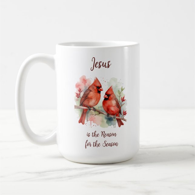 Christmas Red Cardinal Jesus Reason for Season Kaffeetasse (Links)