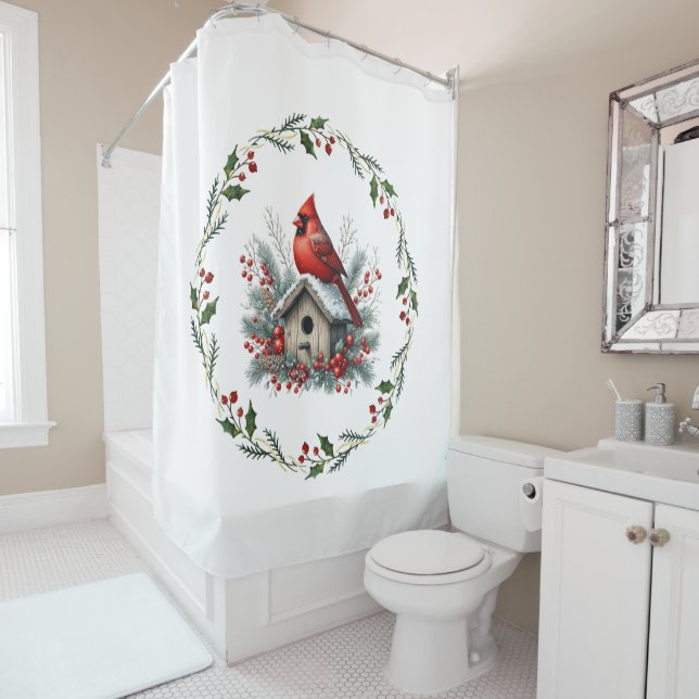 Christmas Red Cardinal Shower Curtain Duschvorhang (Beispiel)