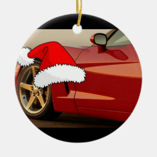 Christmas Red Corvette Keramikornament