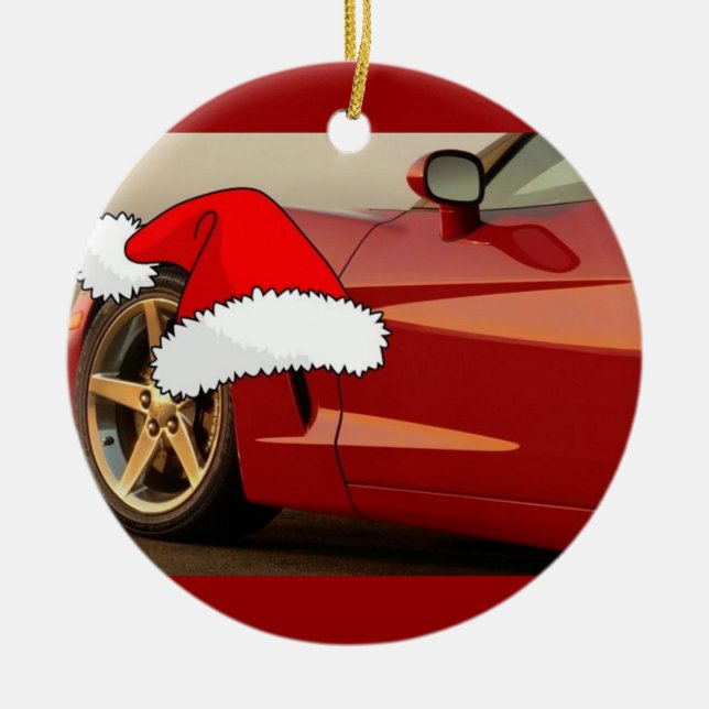 Christmas Red Corvette Keramikornament (Vorne)