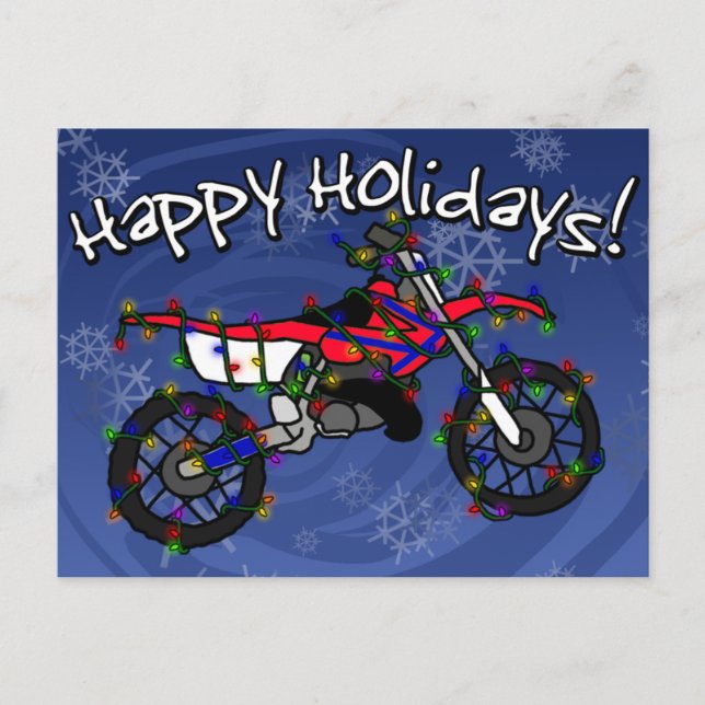 Christmas Red Dirt Bike Feiertagspostkarte (Vorderseite)