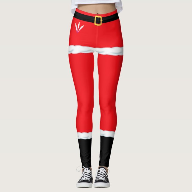 Christmas Red Elf Santa Claus Leggings (Vorderseite)