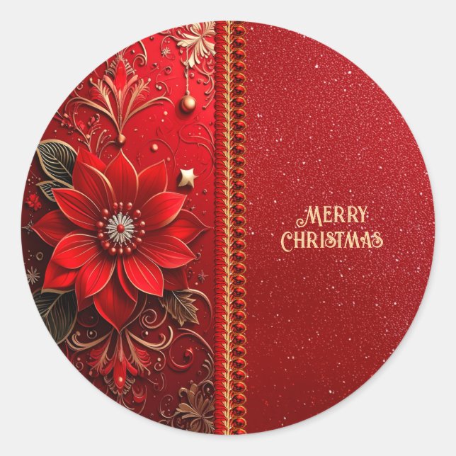 Christmas Red Flower Holiday Sticker (Vorderseite)