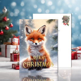 Christmas Red Fox Folien Feiertagskarte