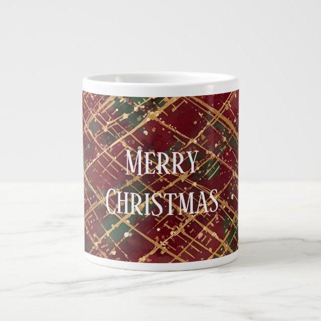 Christmas, Red Gold Green ,White Merry Christmas G Jumbo-Tasse (Vorderseite)