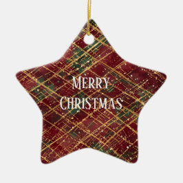 Christmas, Red Gold Green ,White Merry Christmas Keramik Ornament