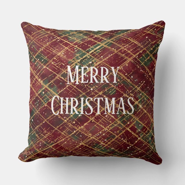 Christmas, Red Gold Green ,White Merry Christmas Kissen (Vorderseite)