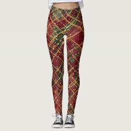 Christmas, Red Gold Green ,White Merry Christmas Leggings